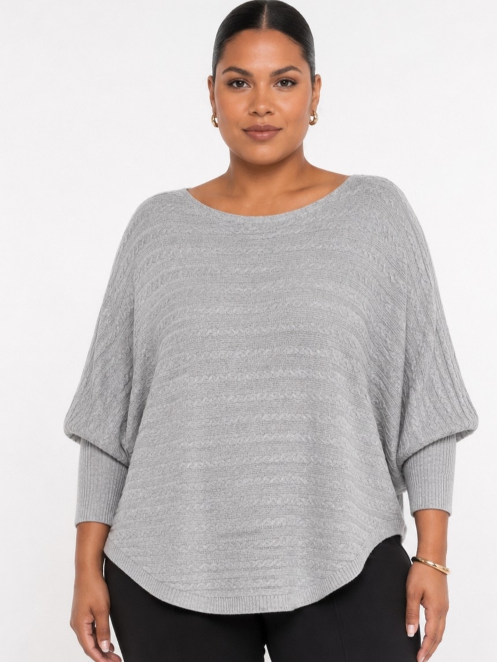 Market & Spruce Gray Textured Dolman Sleeve Sweater XXL.